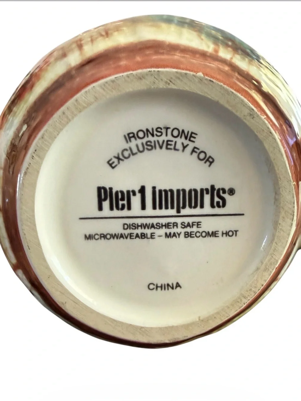 The Pier 1 Ironstone 20oz Coffee Mug, Ironstone, Trees Impressionist design
